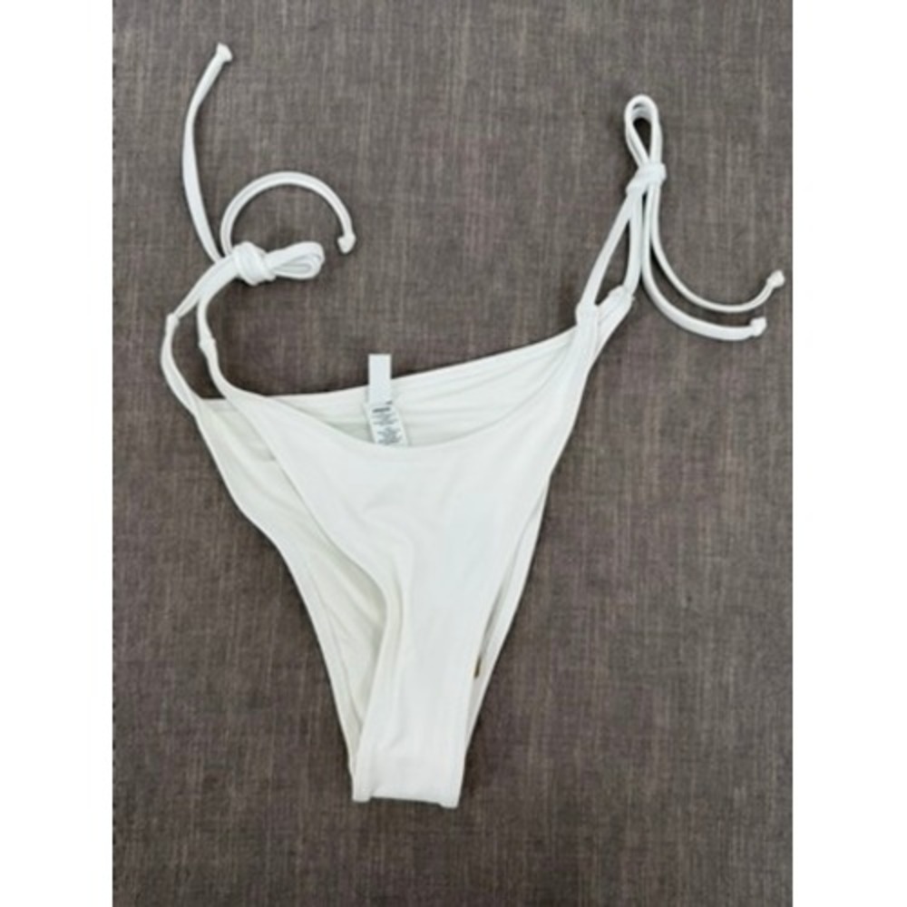 SKIMS Recycled Swim Dippy Tie Bikini Bottoms Snow White Size S Small NWT